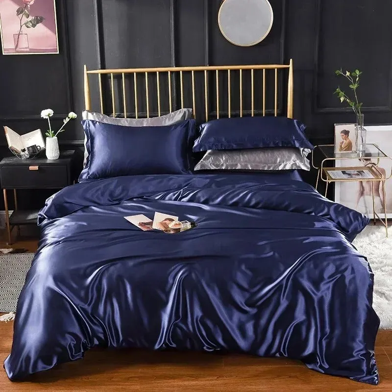 Anyhouz Beddings Violet AU EU King Size 3 Pc High End Satin Smooth Duvet Cover Set Luxury Polyester Silky Soft Cozy Bedding Set