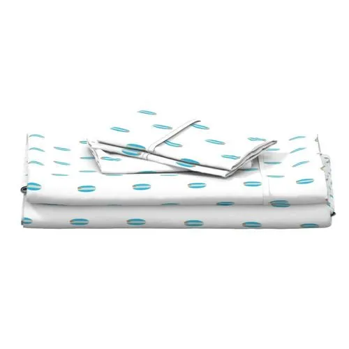 Aqua Ocean Blue and Orange Mini Size Classic Surfboards Sheet Set