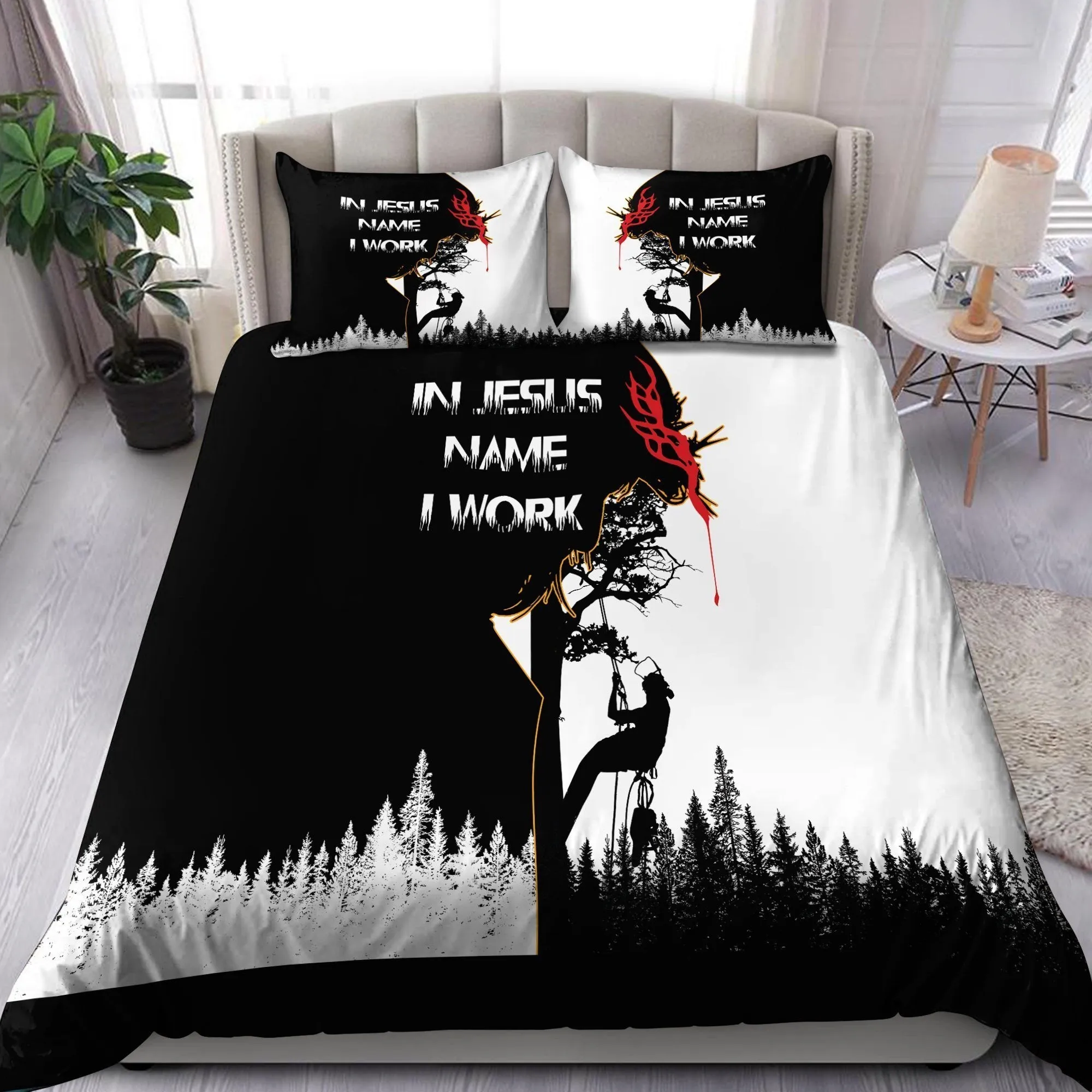 Awesome Arborist In Jesus Name I Work Jesus Bedding Set - Christian Bedding Sets