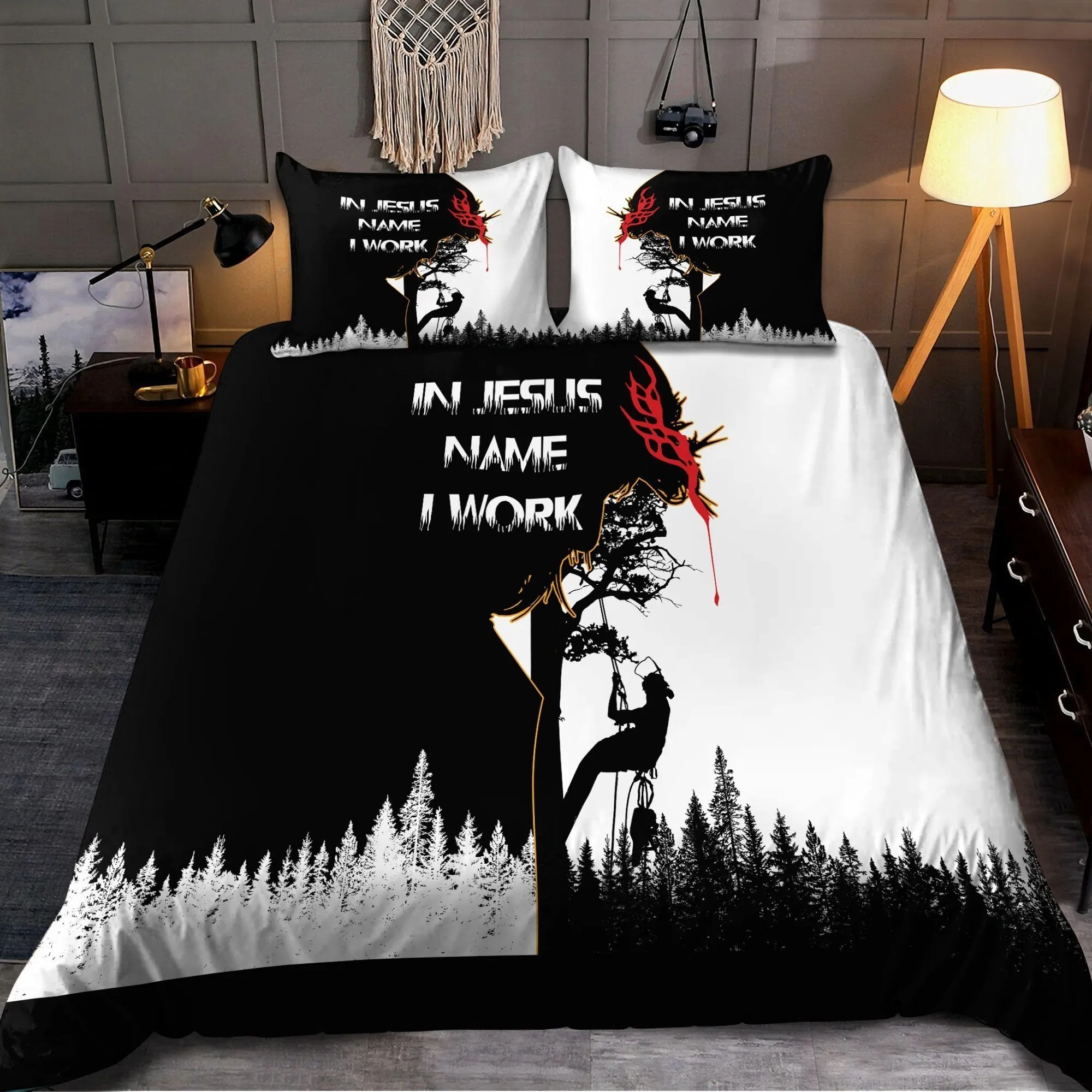 Awesome Arborist In Jesus Name I Work Jesus Bedding Set - Christian Bedding Sets