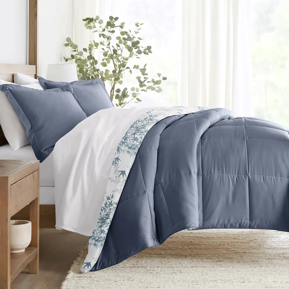 Bamboo Leaves Reversible Down-Alternative Comforter Set