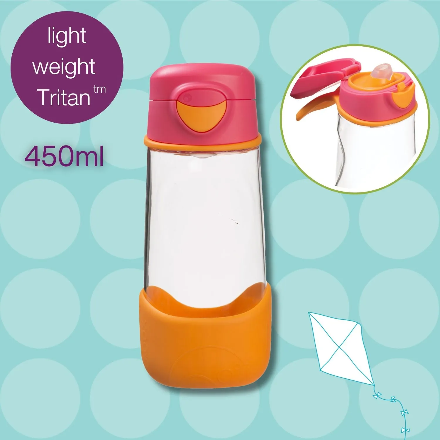 B.Box Tritan Sport Spout Drink Bottle- Strawberry Shake Pink Orange