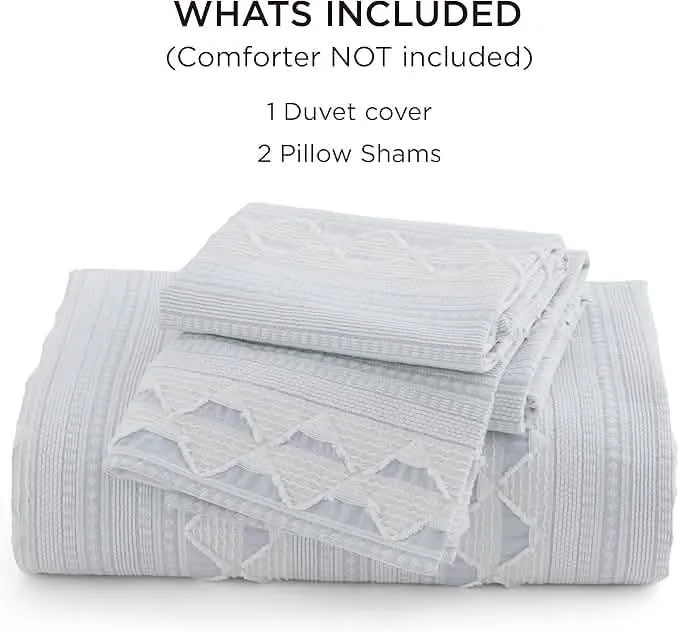 Bedsure 100% Cotton Diamond Wave Jacquard Duvet Cover Set