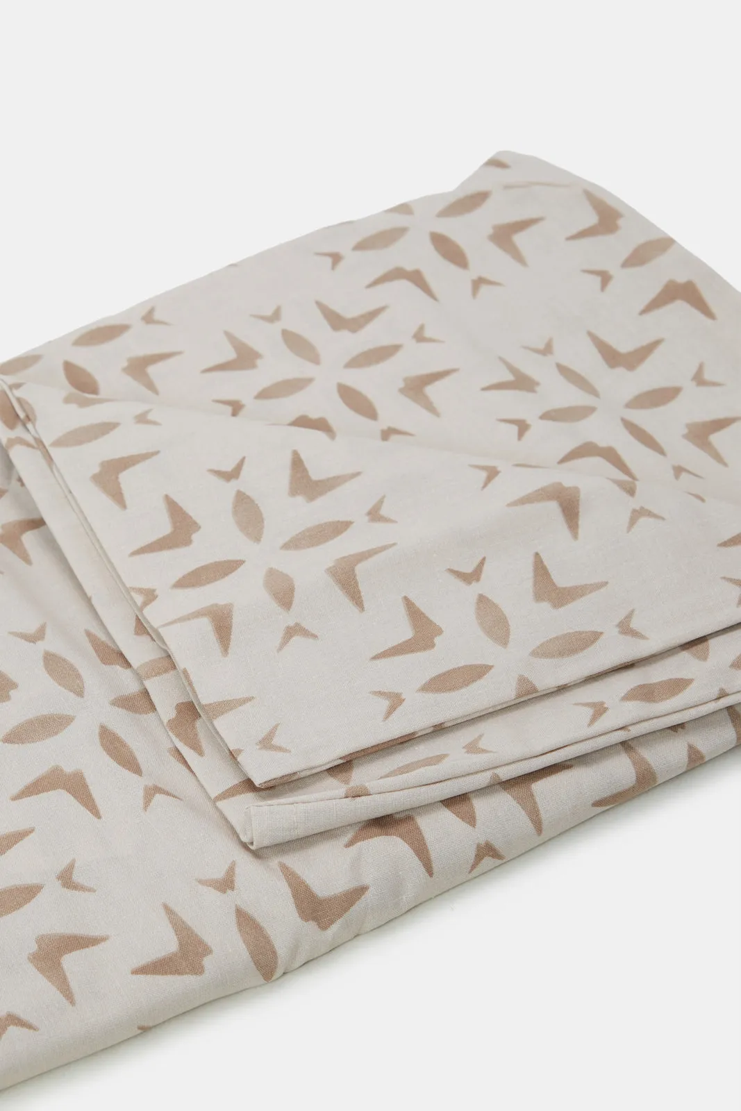 Beige Printed Pillowcase Set (Pack of 2)