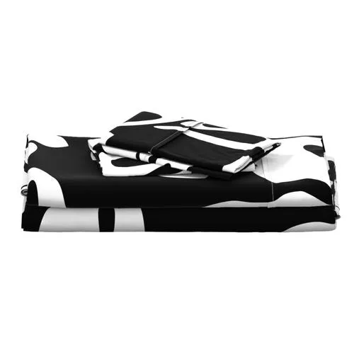 Black and White Hawaiian Flowers Sheet Set from Surfer Bedding™️ Large Scale