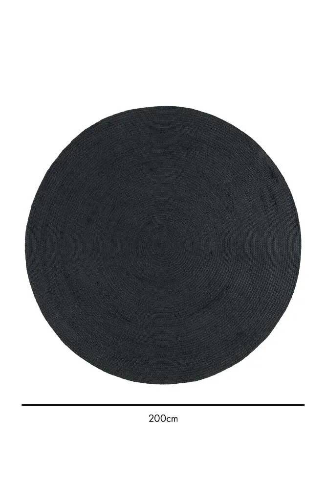 Black Round Rug - 200x200