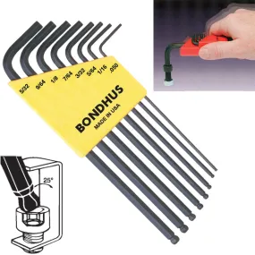 Bondhus 10932 Ball End Inch Hex Key Set 8 Pieces .050" to 5/32"