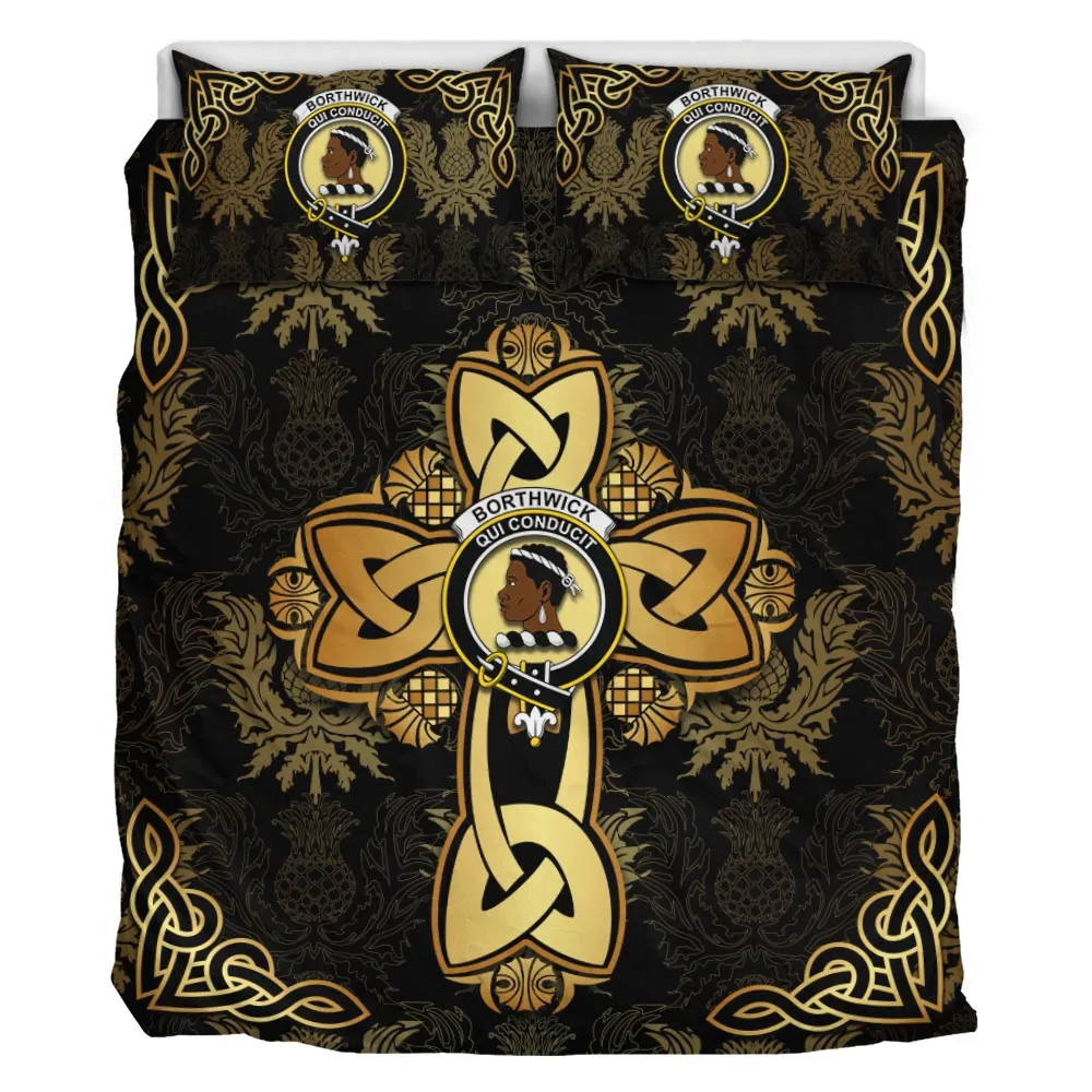 Borthwick Clan Bedding Sets Gold Thistle Celtic Style