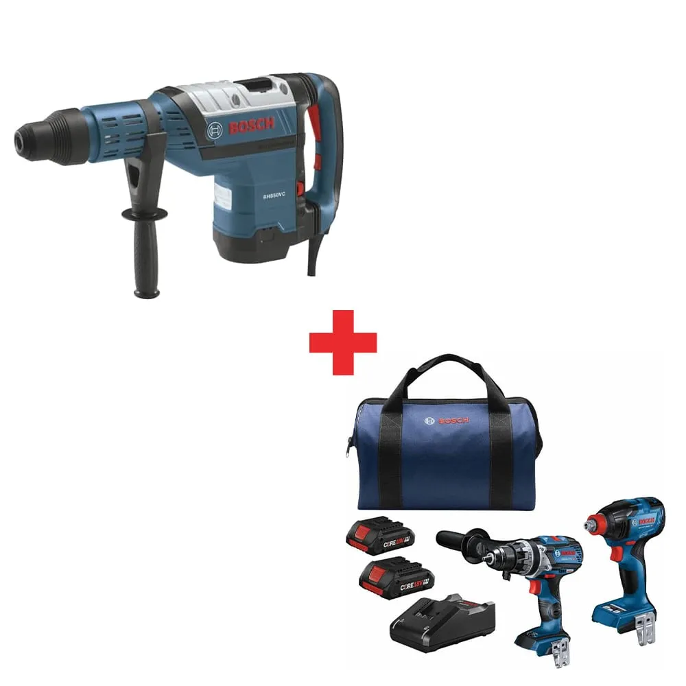 Bosch RH850VC 120V 2" Rotary Hammer W/ FREE GXL18V-227B25 18V 2-Tool Combo Kit