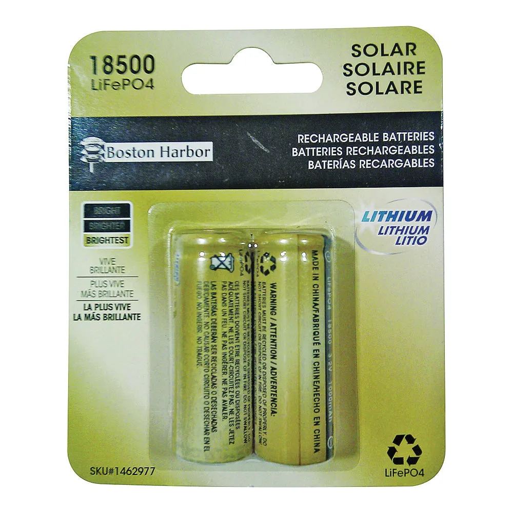 Boston Harbor BTLP185001000D2 Solar Battery, Rechargeable, Lithium Iron Phosphate, For: Solar Light