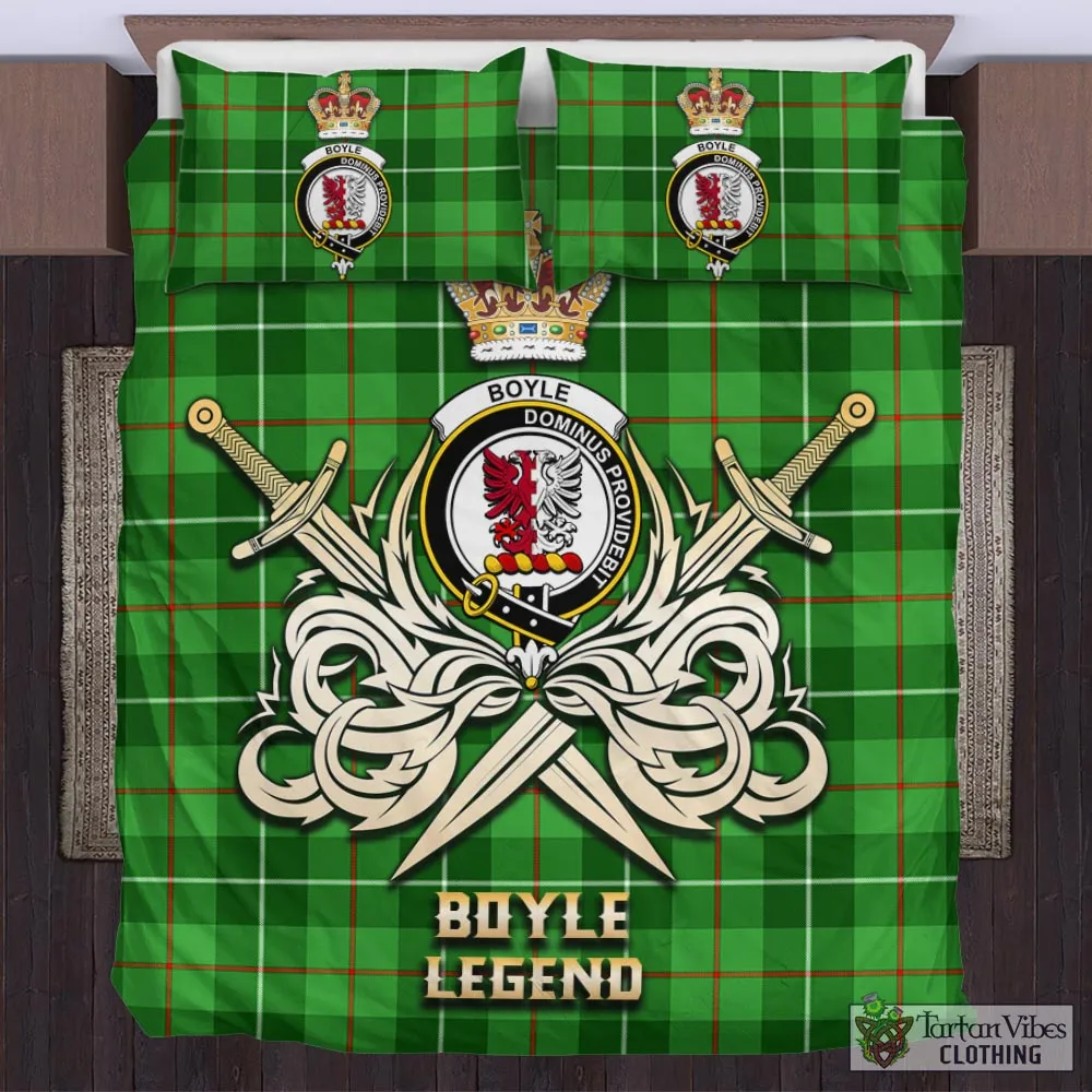 Boyle Tartan Bedding Set with Clan Crest and the Golden Sword of Courageous Legacy