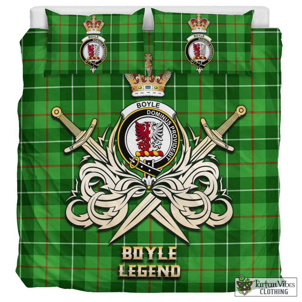 Boyle Tartan Bedding Set with Clan Crest and the Golden Sword of Courageous Legacy