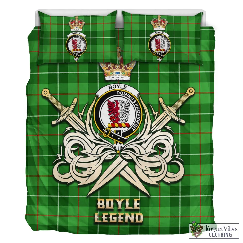 Boyle Tartan Bedding Set with Clan Crest and the Golden Sword of Courageous Legacy