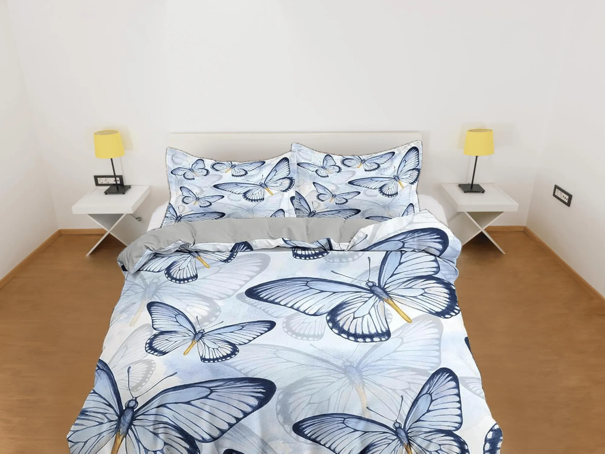 Butterfly bedding light blue purple duvet cover boho chic dorm bedding full size adult duvet king queen twin, nursery toddler bedding