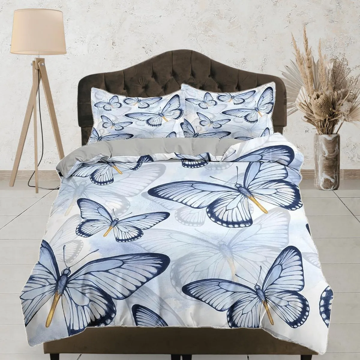 Butterfly bedding light blue purple duvet cover boho chic dorm bedding full size adult duvet king queen twin, nursery toddler bedding