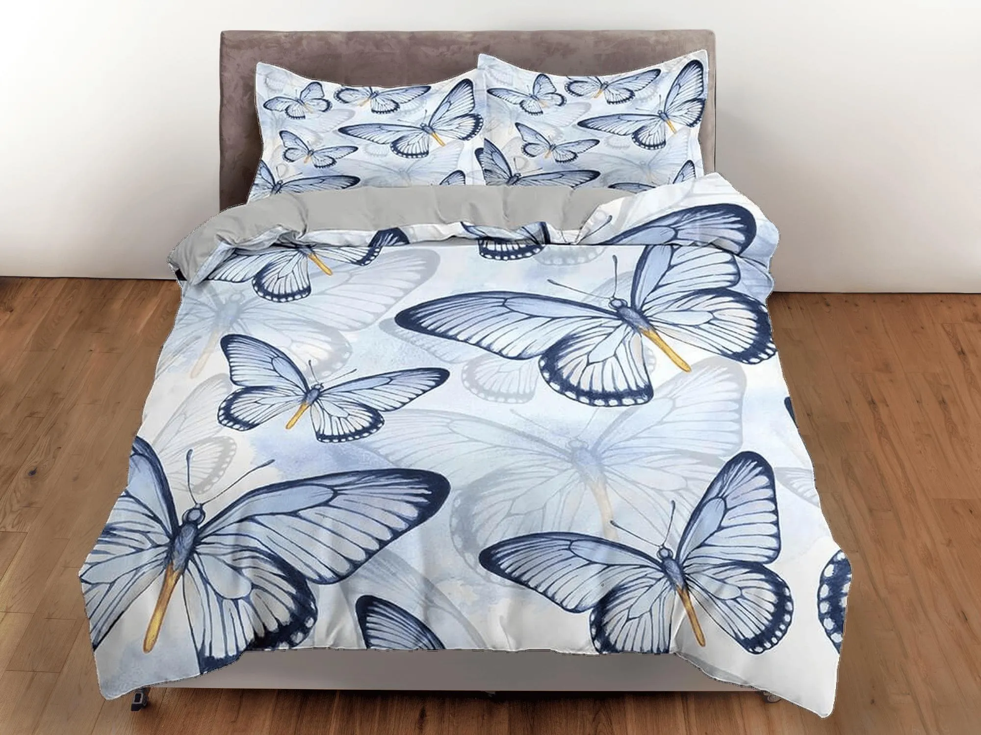 Butterfly bedding light blue purple duvet cover boho chic dorm bedding full size adult duvet king queen twin, nursery toddler bedding