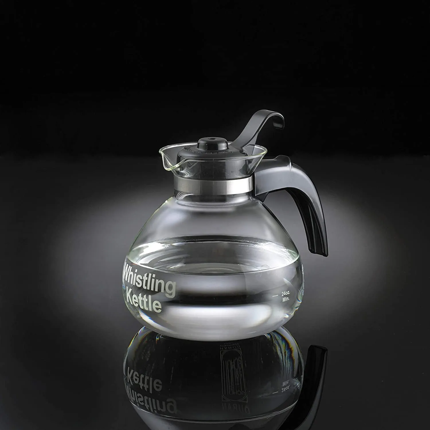 Café Brew Collection Stovetop Schott Glass Whistling Kettle, Clear, 12 Cup