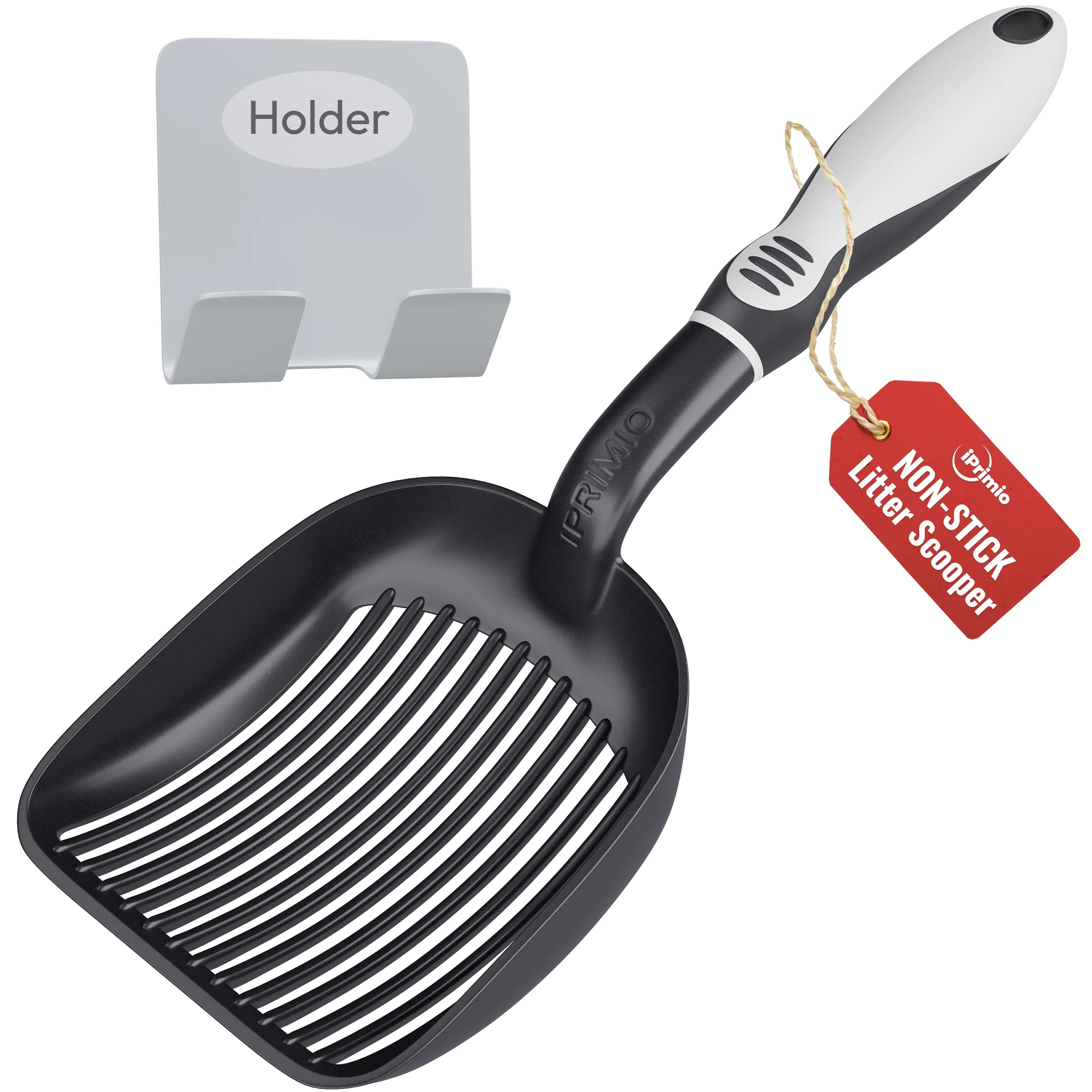 Cat Litter Scoop Metal W/ Deep Shovel, Black - Non Stick Plated Aluminum Cat