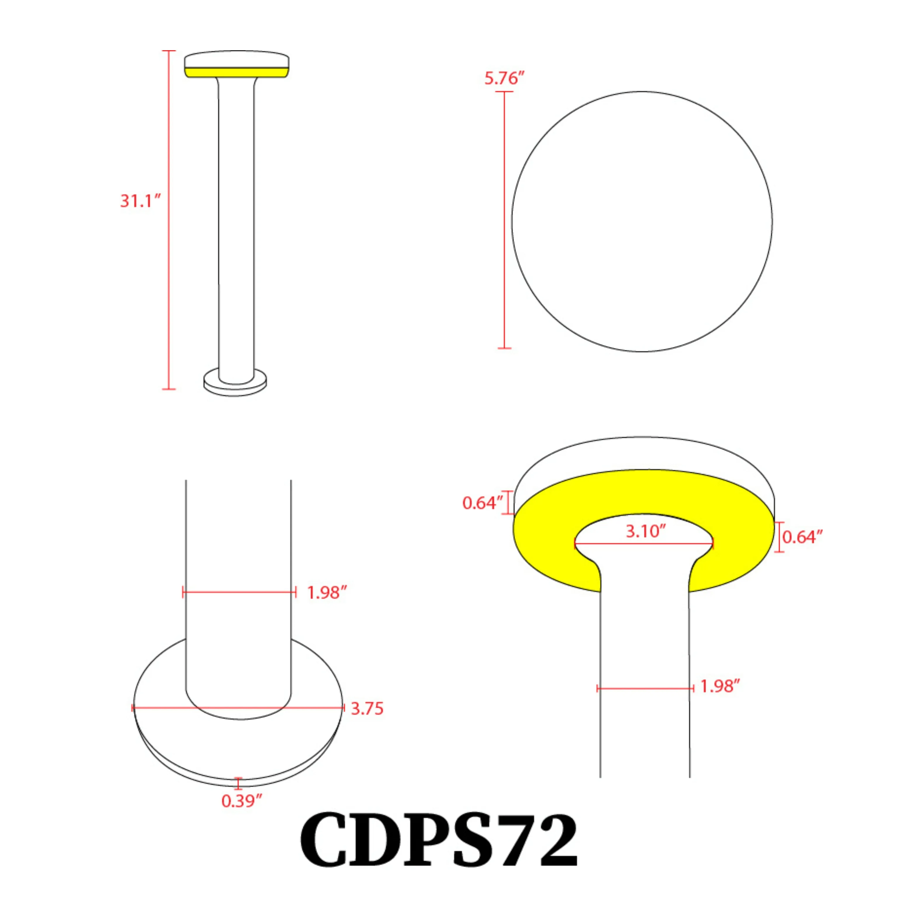 CDPS72 Path Light 7W Modern LowVoltage Stainless Steel Bollard Pathway Lighting LED Circle Top