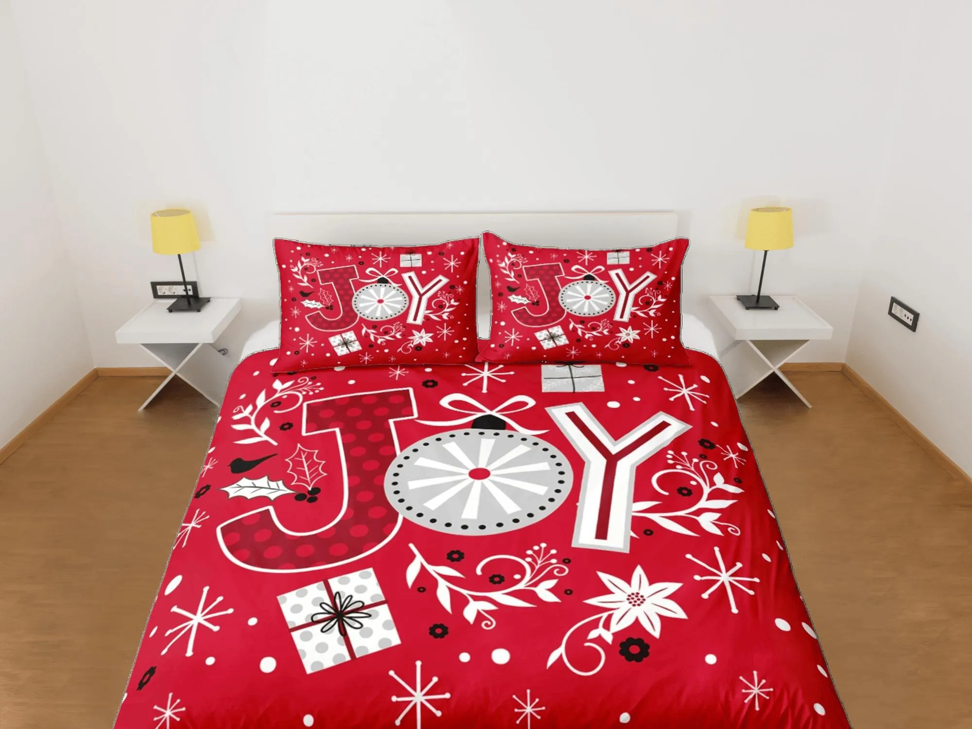 Christmas Duvet Cover Set and Christmas Pillows Red Bedding Comforter Cover Christmas Gift