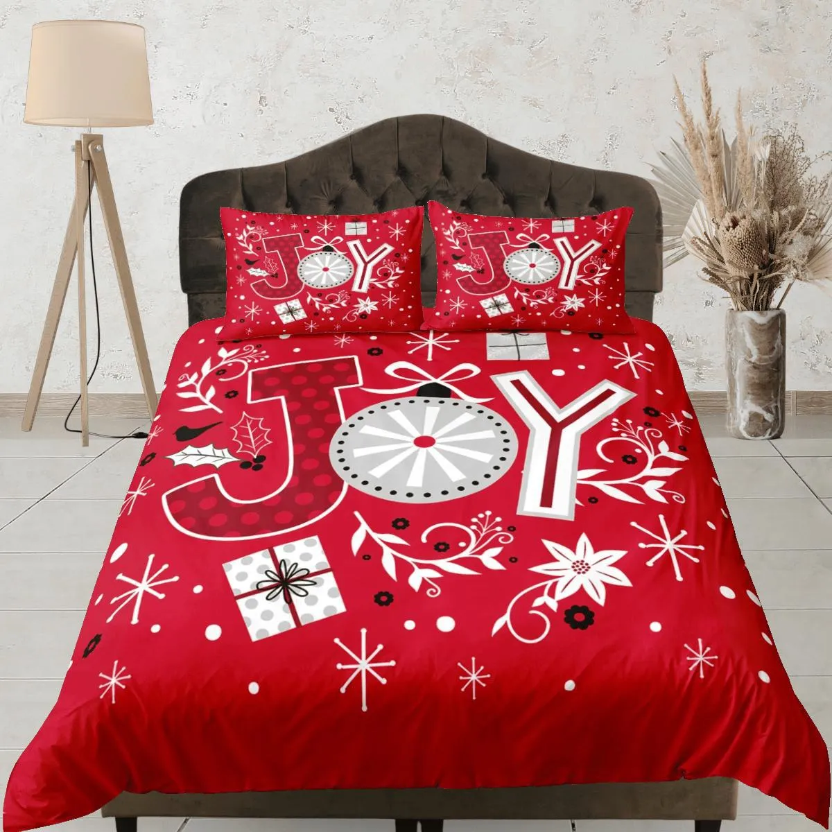 Christmas Duvet Cover Set and Christmas Pillows Red Bedding Comforter Cover Christmas Gift