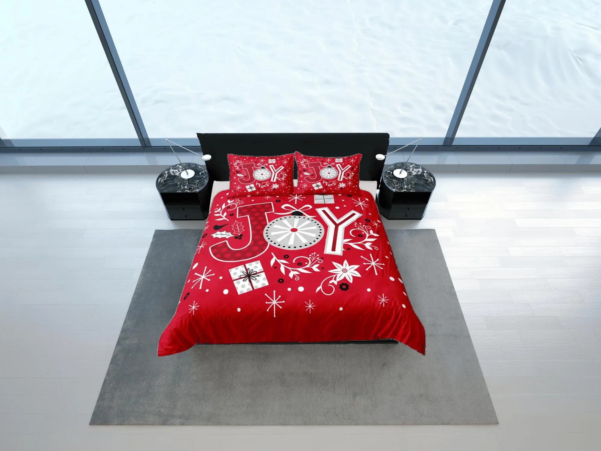 Christmas Duvet Cover Set and Christmas Pillows Red Bedding Comforter Cover Christmas Gift