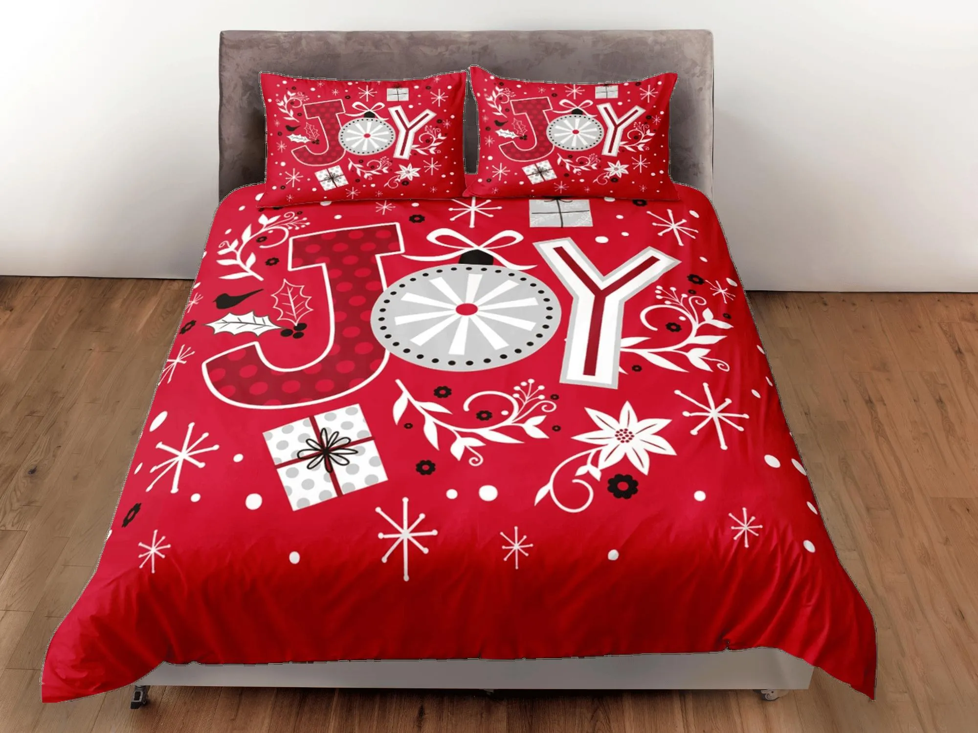 Christmas Duvet Cover Set and Christmas Pillows Red Bedding Comforter Cover Christmas Gift