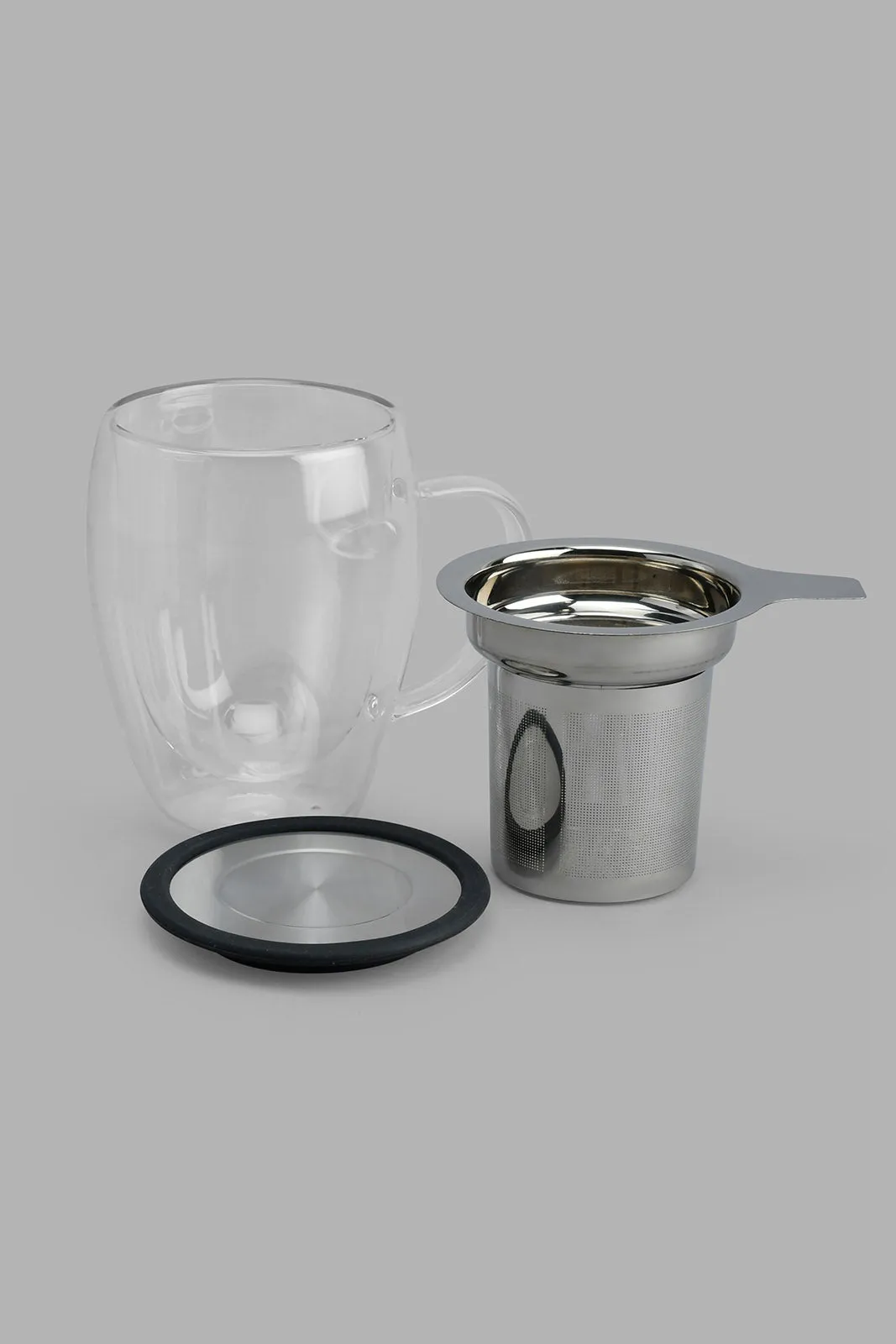 Clear Glass Mug With Stainless Steel Infuser (2 Piece)