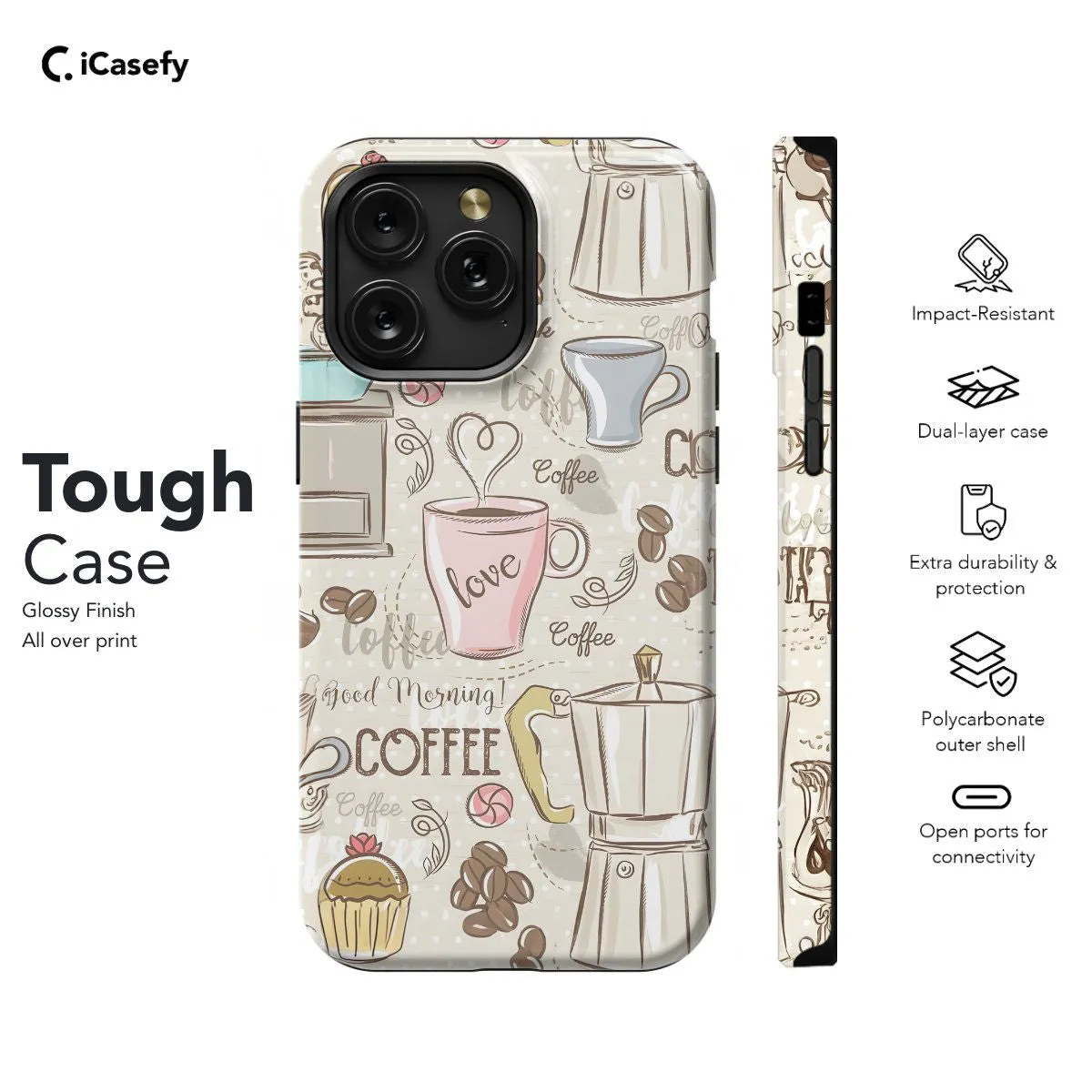 Coffe Cup Mug Collage Beans Phone Case iPhone Samsung Pixel & More #231