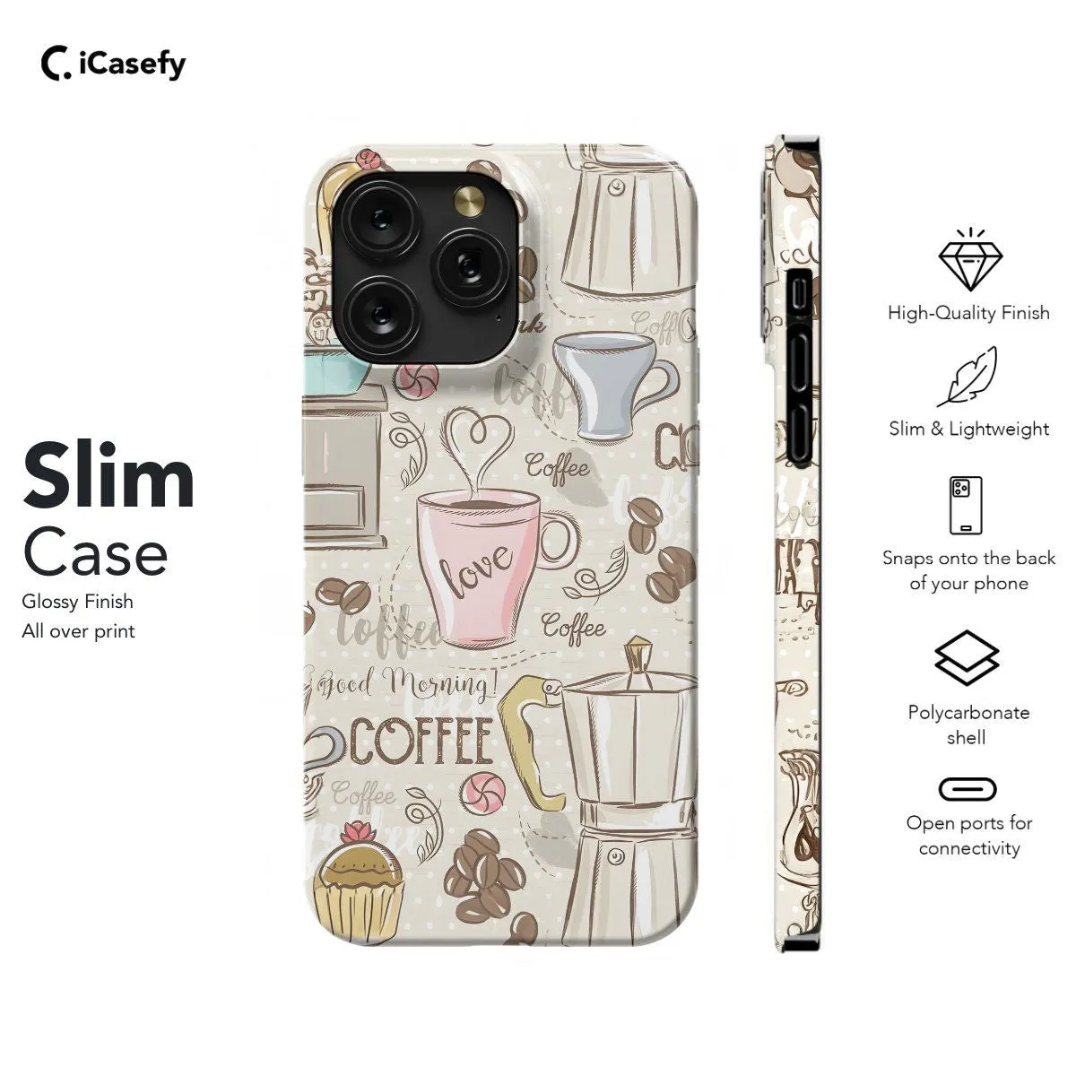 Coffe Cup Mug Collage Beans Phone Case iPhone Samsung Pixel & More #231