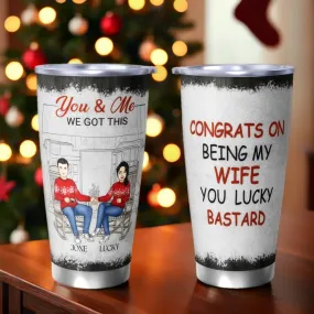 Congrats On Being My Husband & Wife -  Couple Personalized Custom Tumblers - Anniversary, Vocation Gifts For Husband Wife, Lovers, Spouse