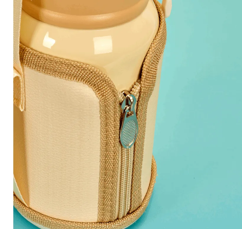 Cute Cartoon Stainless Steel School Water Bottle for Kids with Temperature Display with Portable Strap