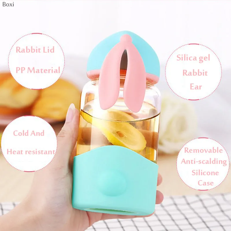 Cute Rabbit Glass Milk Cup for Kids