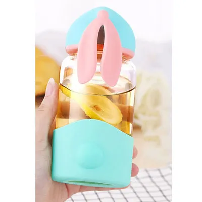 Cute Rabbit Glass Milk Cup for Kids