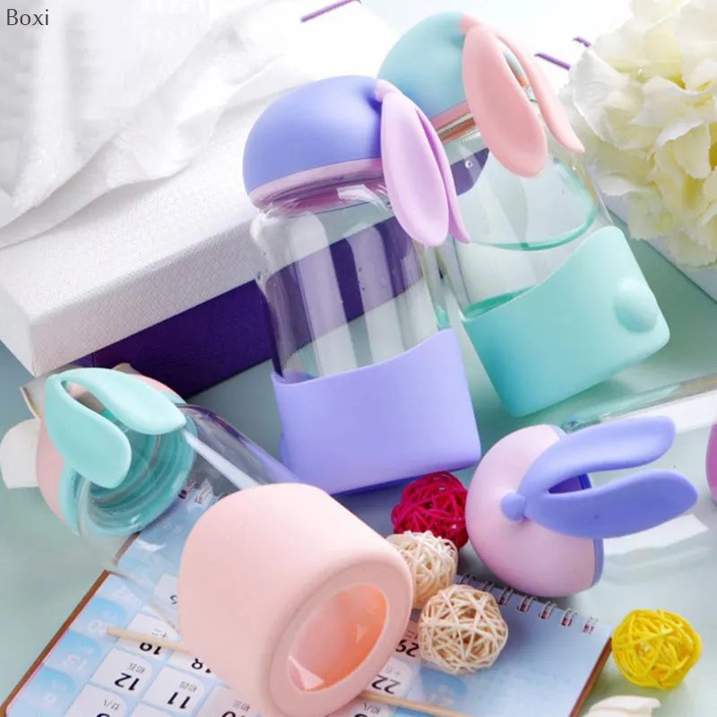 Cute Rabbit Glass Milk Cup for Kids