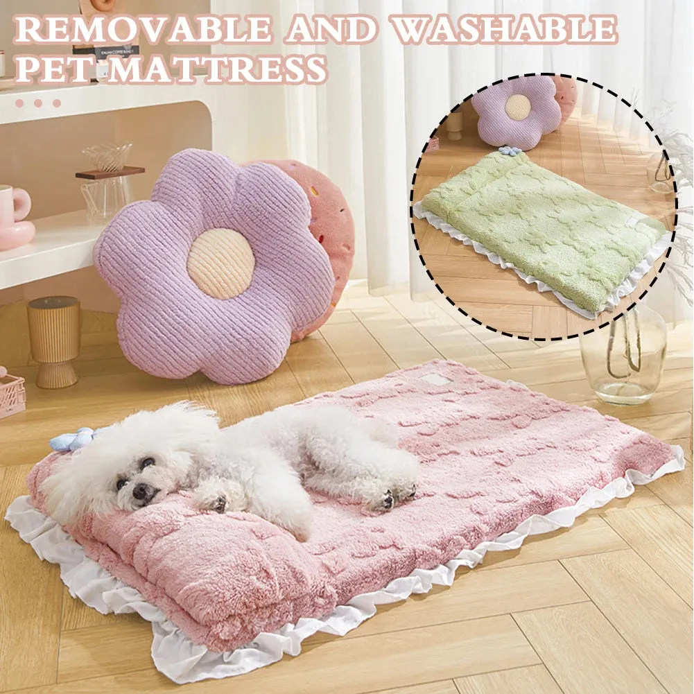 Cute Washable Soft Plush Dog Bed - Comfortable Pet Mattress, Dog Cushion, Puppy Blanket for Indoor Cat and Dog Mat