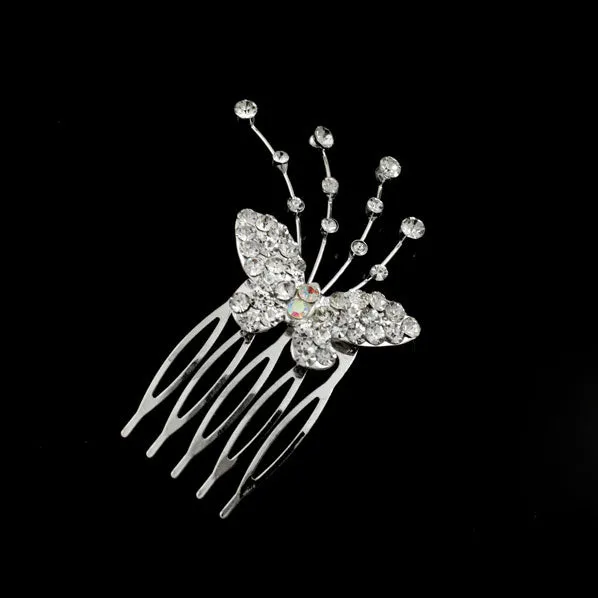 Czech Rhinestone Butterfly Decorative Side Comb