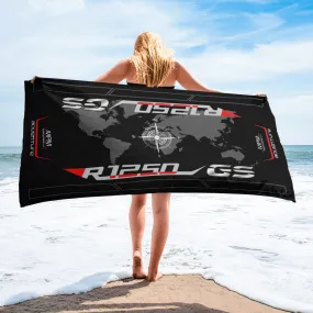 Designed Beach Towel Inspired by BMW R1250GS Ice Gray Motorcycle Model - MM9247