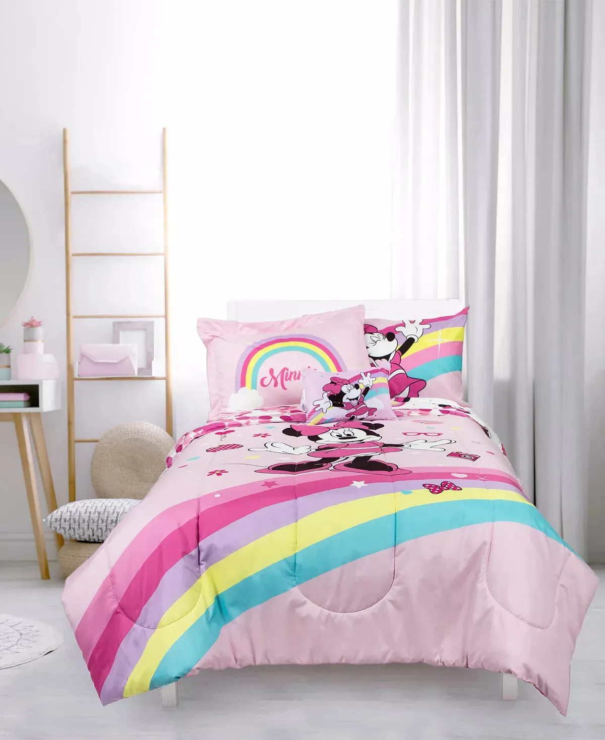 Disney Minnie Mouse Rainbow Stripe 6-Pc. Twin Comforter Set - Multi