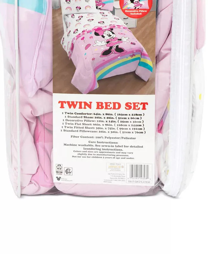 Disney Minnie Mouse Rainbow Stripe 6-Pc. Twin Comforter Set - Multi