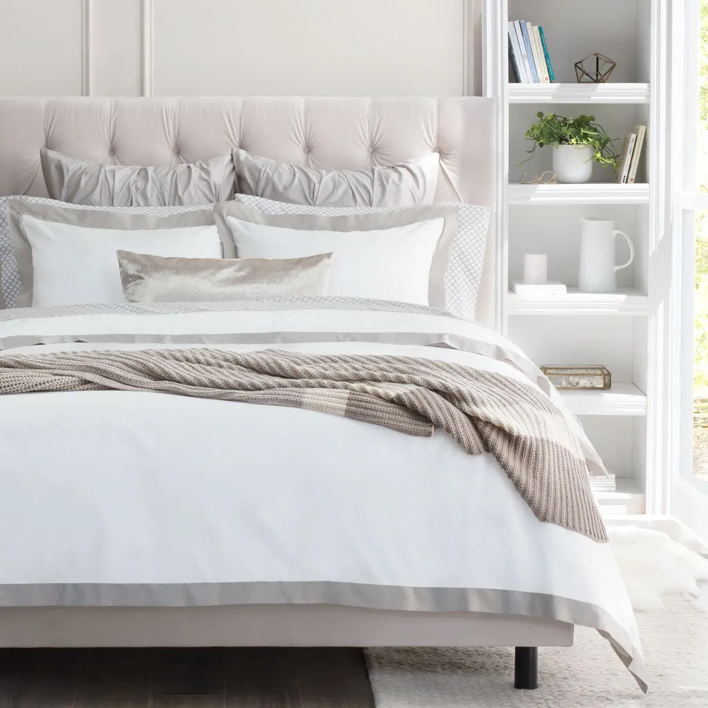 Dove Grey Linden Border Duvet Cover