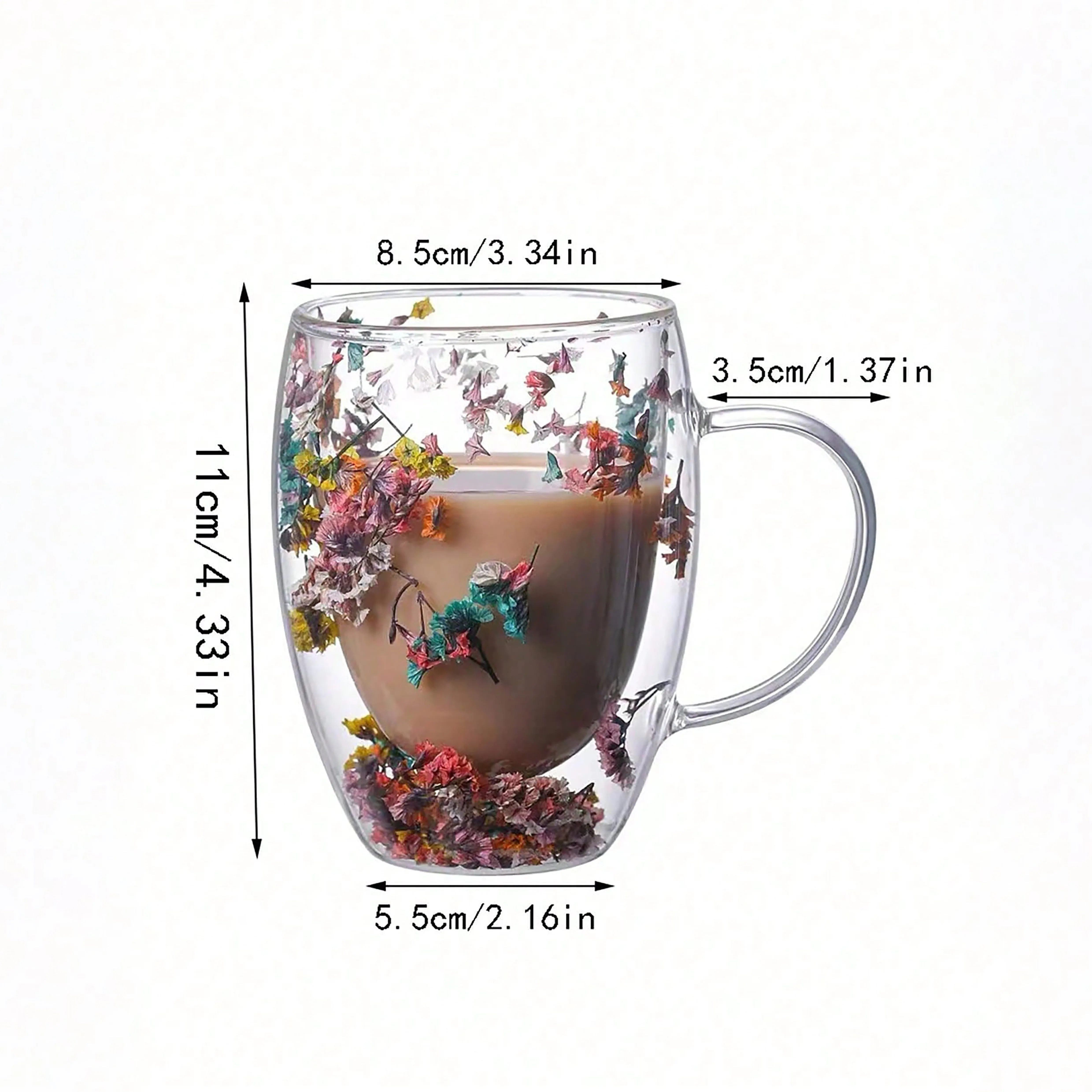 Dried Flower Glass Coffee Mug DoubleWalled Insulated Perfect Gift Idea