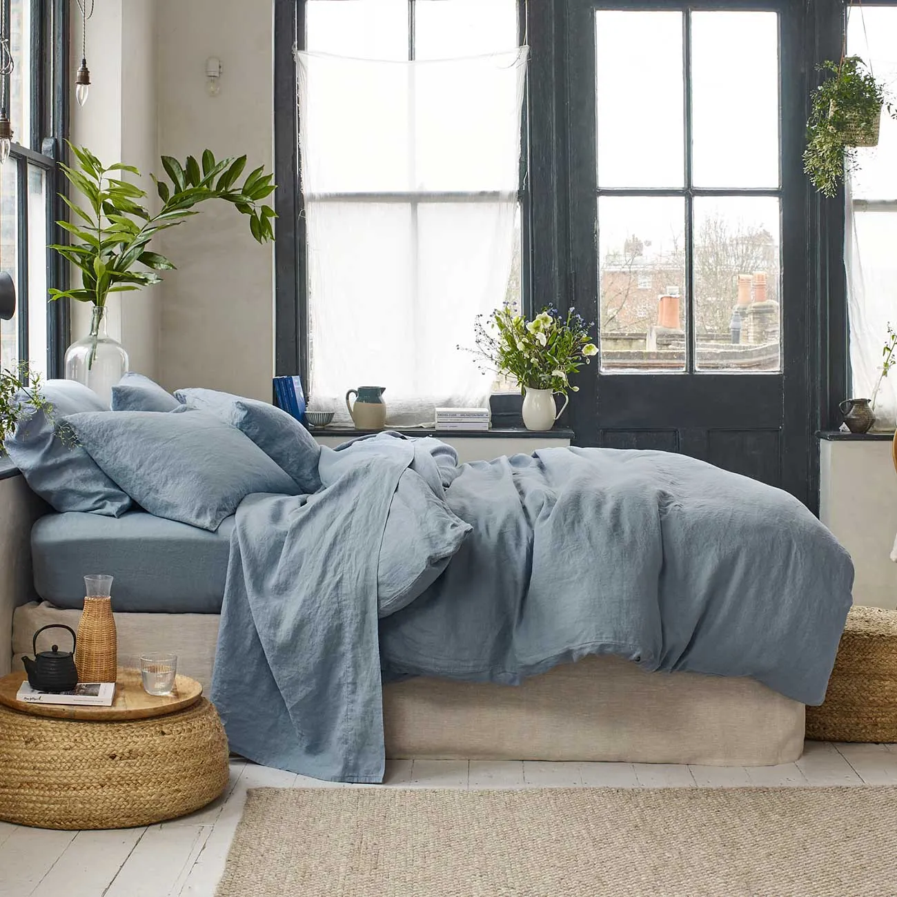 Dusk Blue 100% Linen Duvet Cover