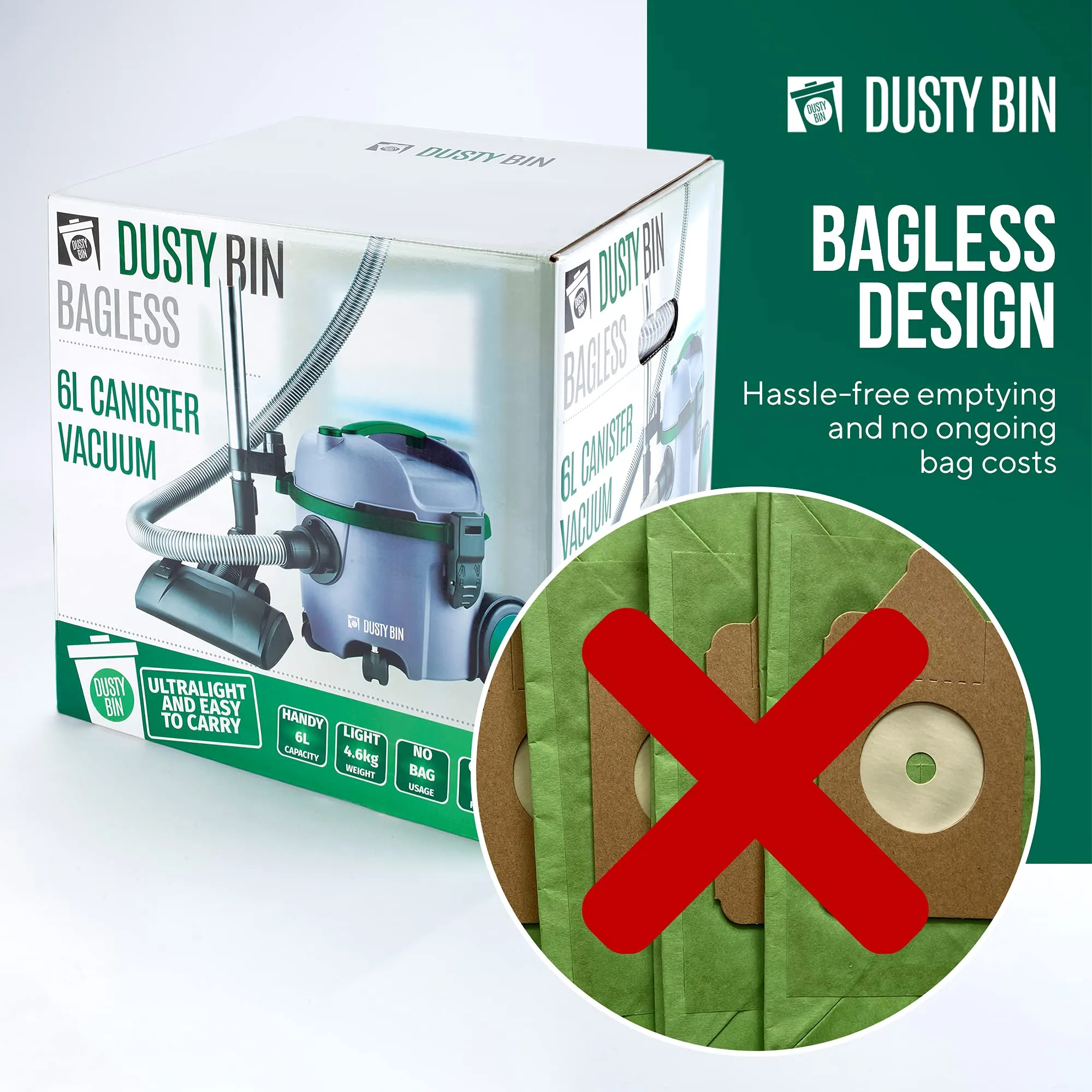 Dusty Bin Bagless Cylinder Vacuum Cleaners (New)