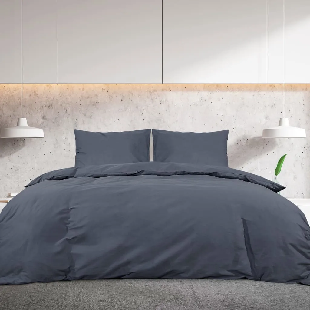 Duvet Cover Set Anthracite 220x240 cm Light-weight Microfiber