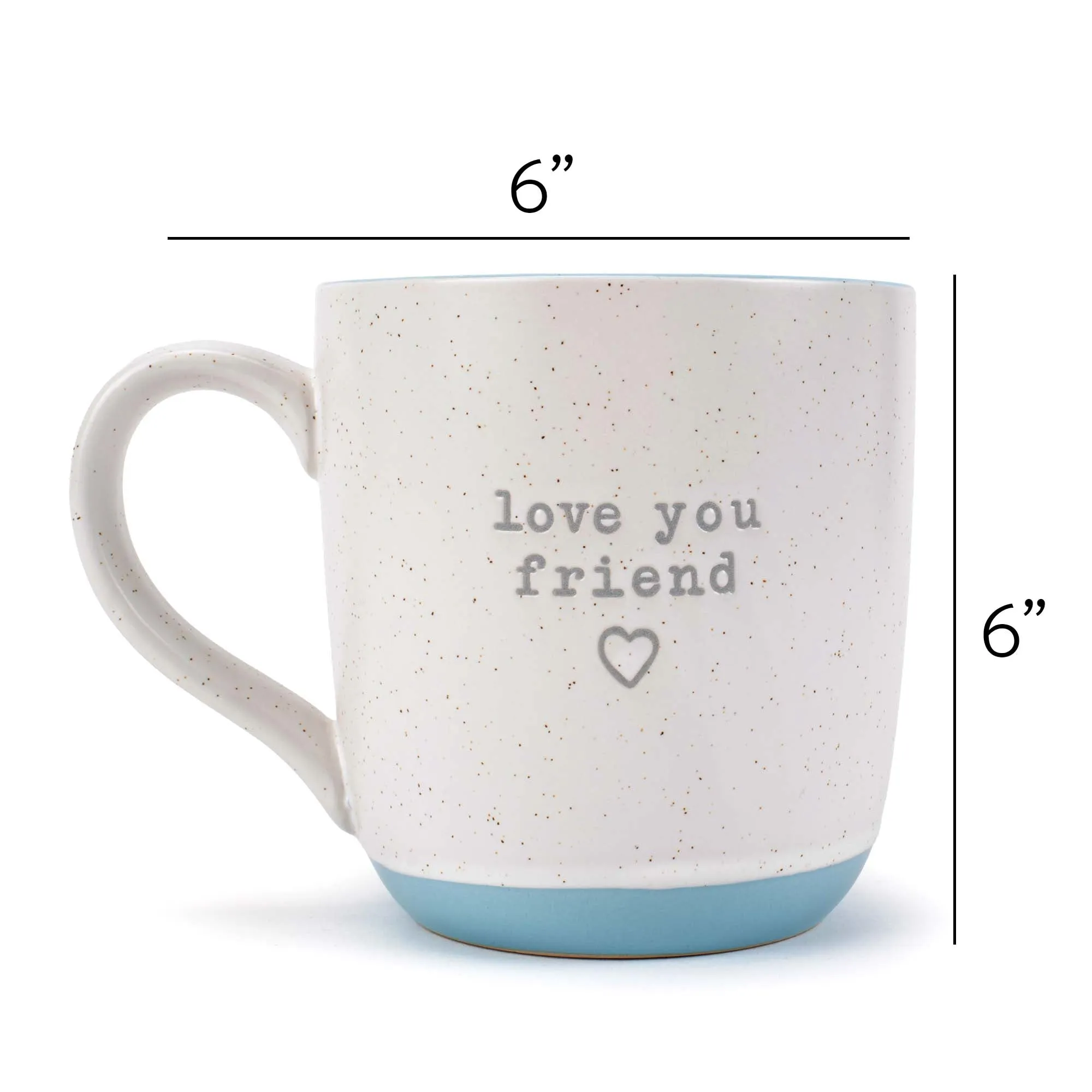 Elanze Designs Love You Friend Speckled Blue 13 ounce Ceramic Coffee Mugs Set of 2