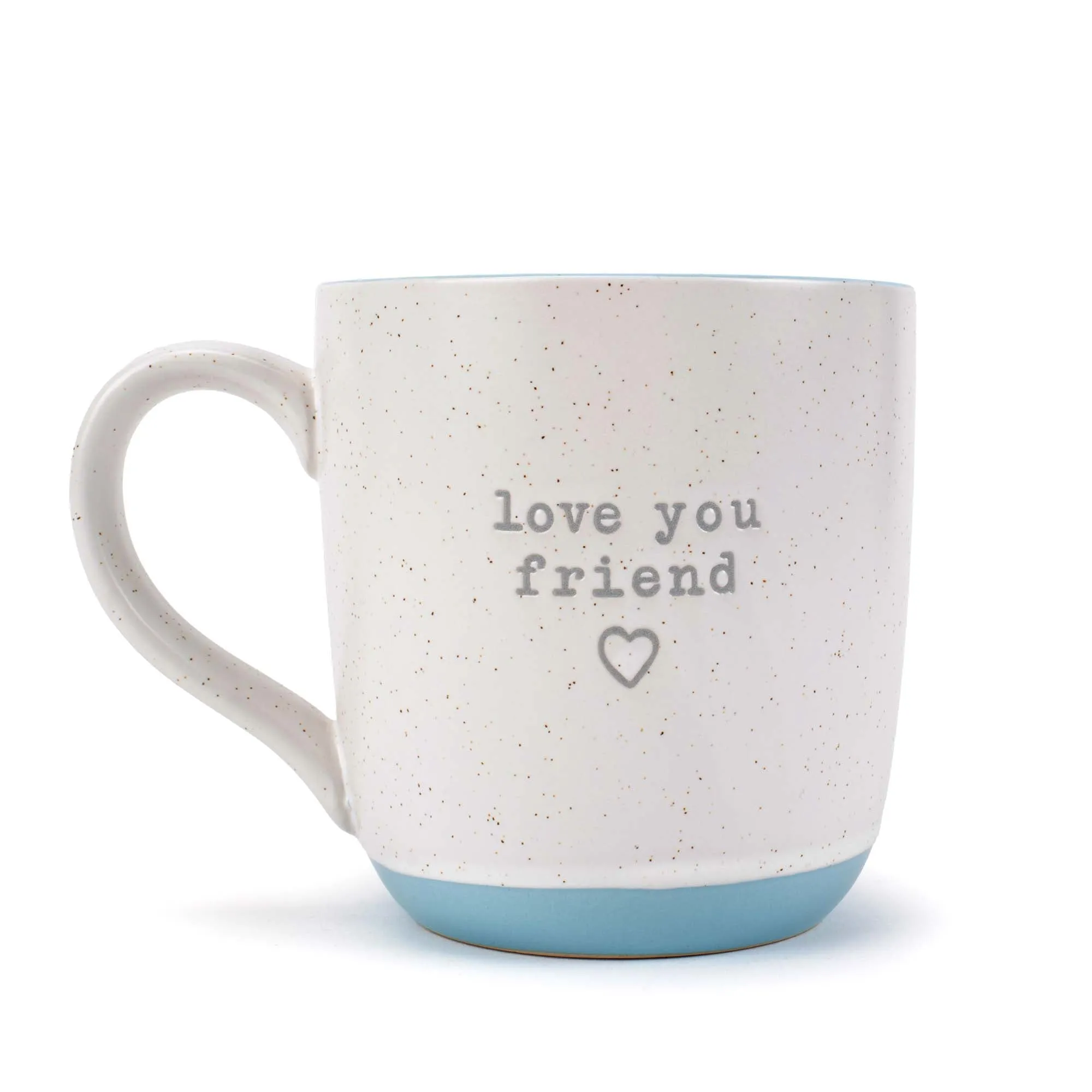 Elanze Designs Love You Friend Speckled Blue 13 ounce Ceramic Coffee Mugs Set of 2