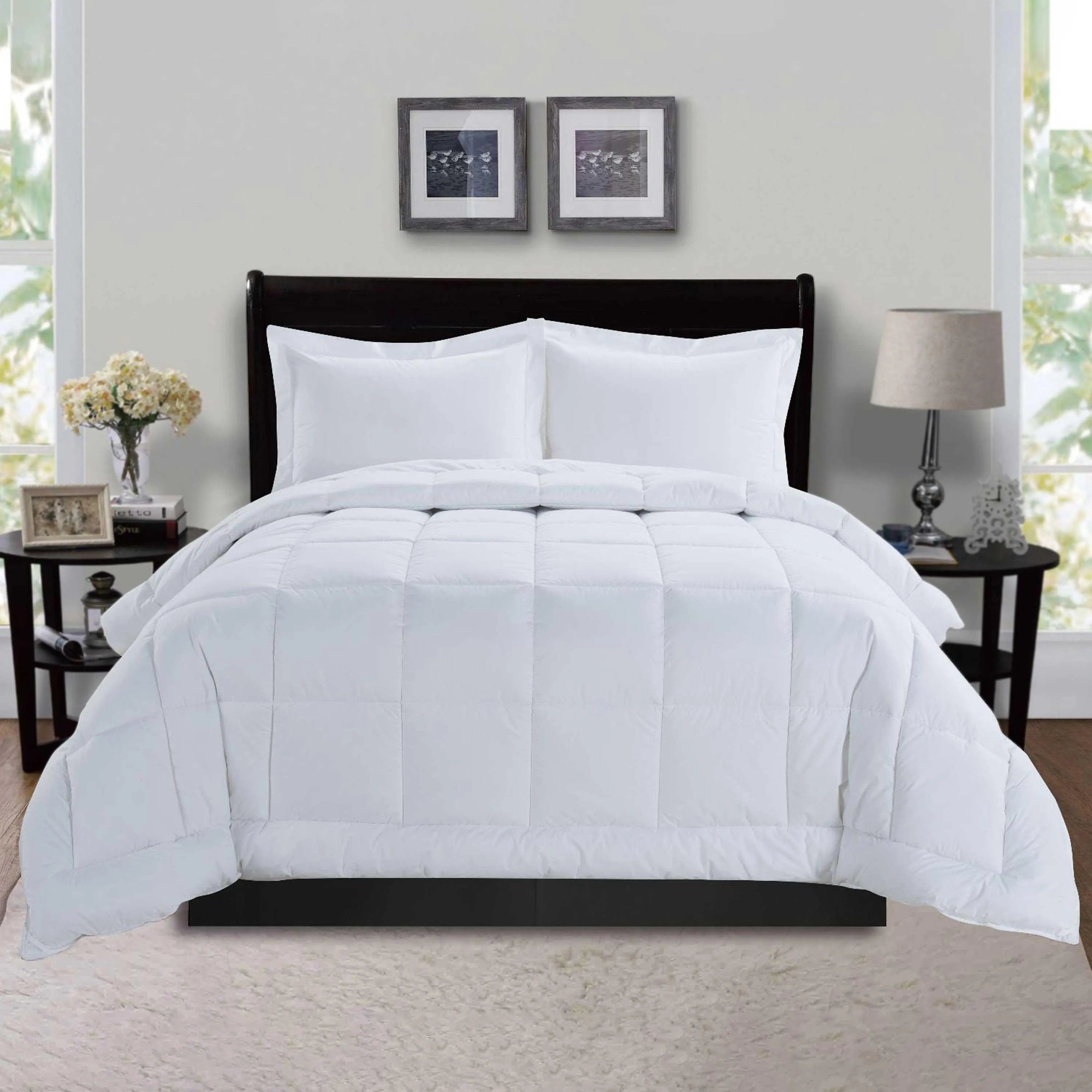 Elegant Comfort 3-Piece Box Stitched Comforter & Shams - Duvet Insert with 4 Corner Tabs