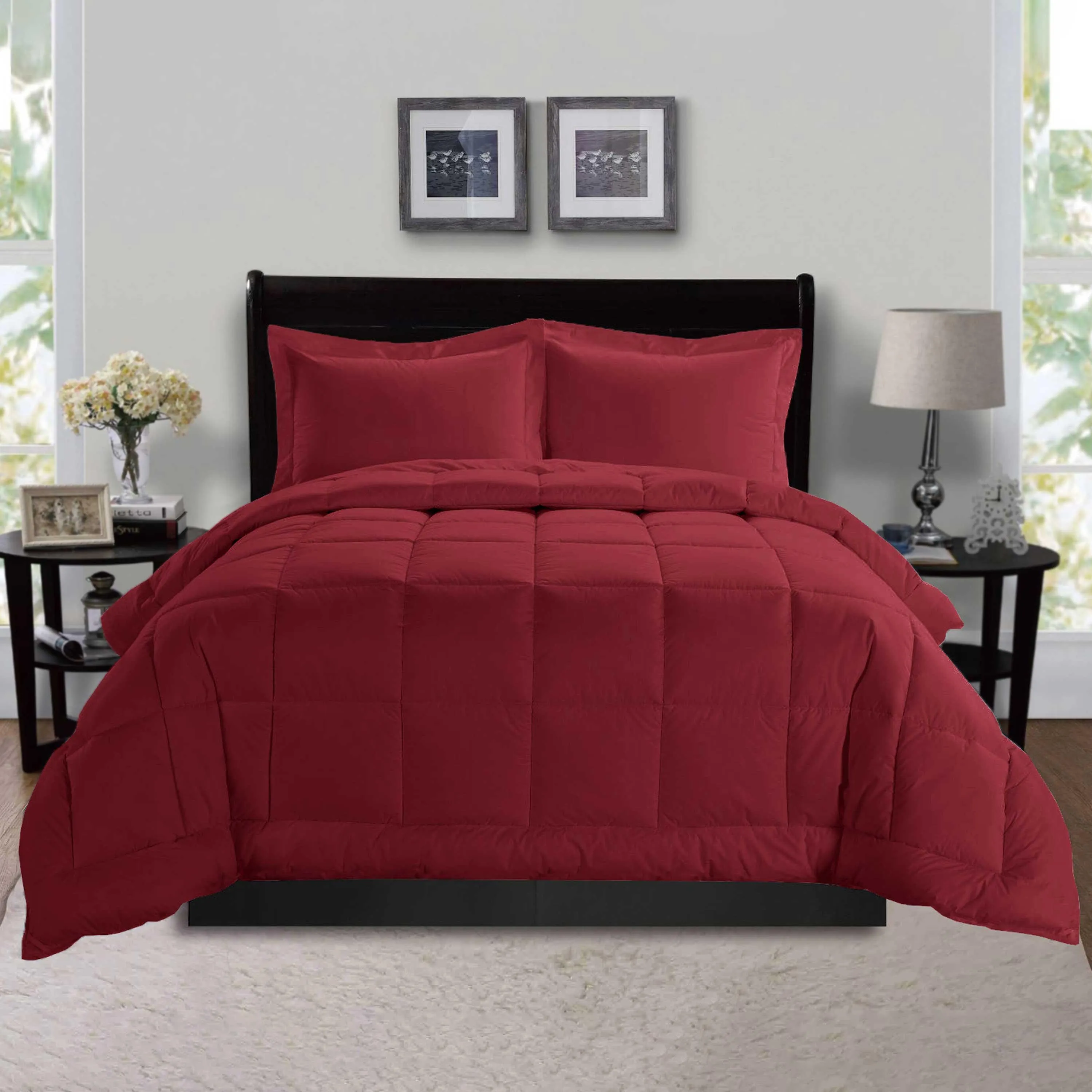 Elegant Comfort 3-Piece Box Stitched Comforter & Shams - Duvet Insert with 4 Corner Tabs