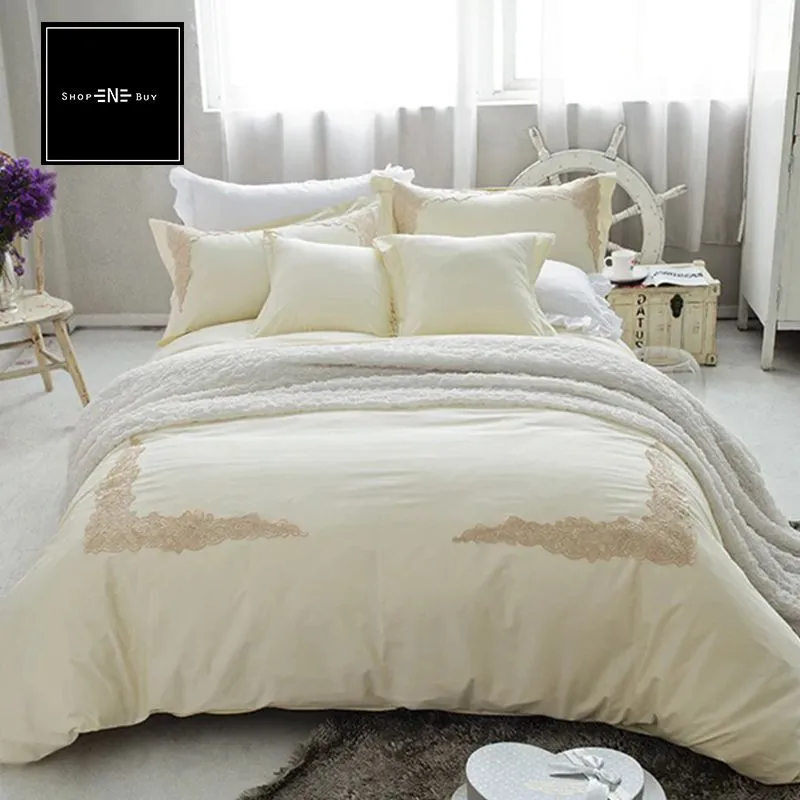 Embroidered Duvet 8 Pieces - Cream